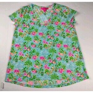 Lilly Pulitzer X DISNEY Parks Mickey Minnie Castle Etta t-shirt Large Tropical